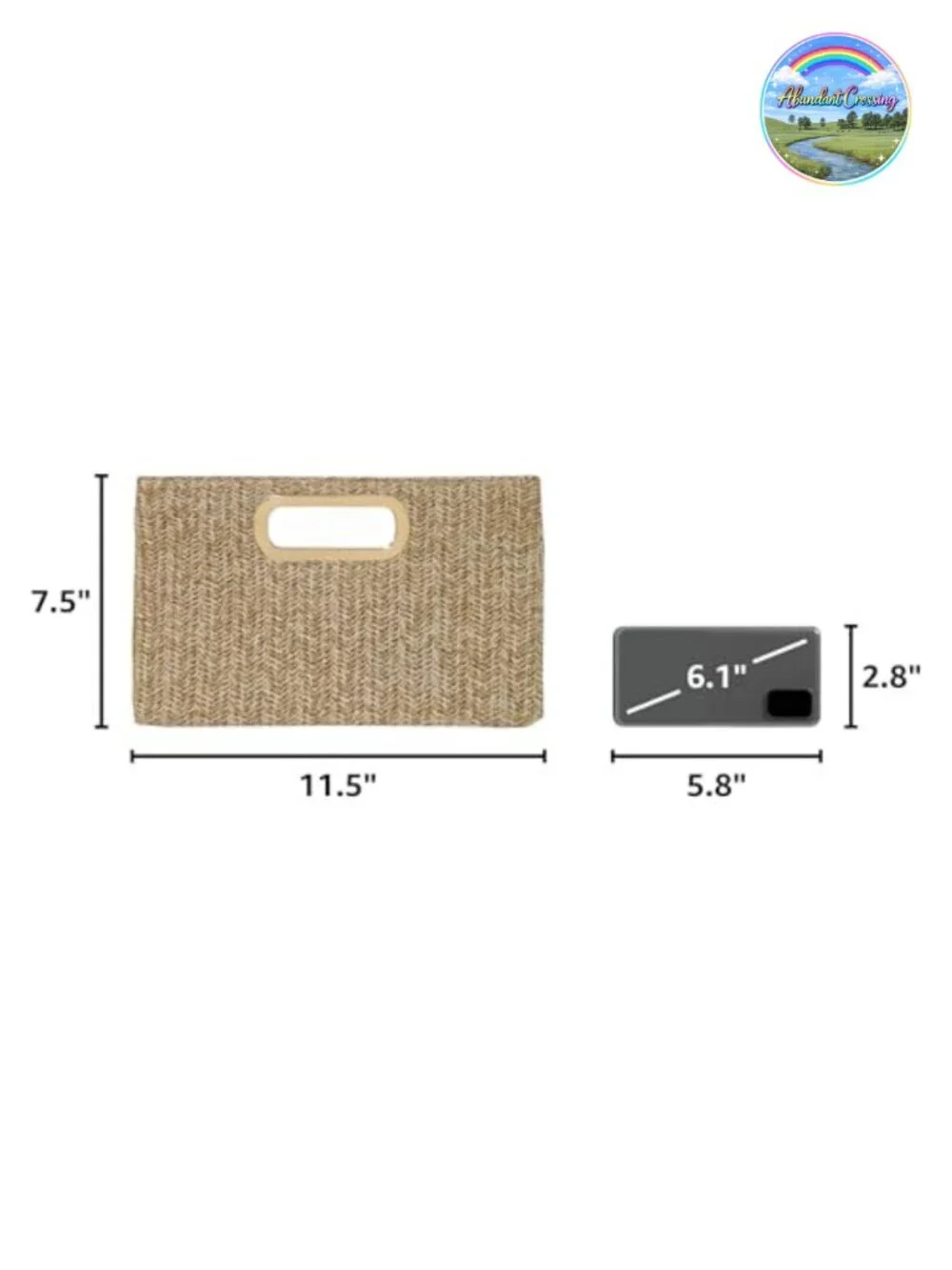 Woven Raffia Straw Clutch with Gold Chain Strap, Top Handle and Crossbody Option
